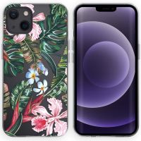 iMoshion Coque Design iPhone 13 - Jungle - Rose / Vert