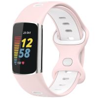 iMoshion Bracelet sportif en silicone Fitbit Charge 5 / Charge 6 - Rose / Blanc