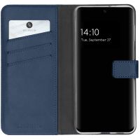 Selencia Étui de téléphone portefeuille en cuir véritable A32 (5G) - Bleu foncé