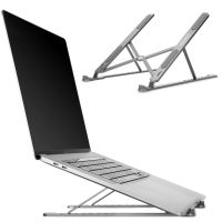 Accezz Support pour ordinateur portable - Socle pour ordinateur portable - Réglable et pliable - Premium - Aluminium - Gris