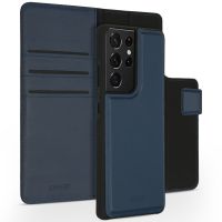 Accezz Étui de téléphone portefeuille en cuir de qualité supérieure 2 en 1 Samsung Galaxy S21 Ultra - Bleu foncé