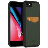 Accezz ﻿Coque en cuir de qualité supérieure avec fentes pour cartes iPhone SE (2022 / 2020) / 8 / 7 / 6(s) - Vert