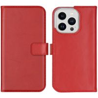 Selencia Étui de téléphone portefeuille en cuir véritable iPhone 14 Pro - Rouge
