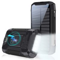 iMoshion Solar Powerbank - Batterie externe sans fil alimentée par l'énergie solaire - Charge rapide et fourniture d'énergie - 30 000 mAh - Noir