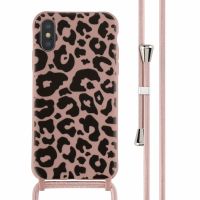 iMoshion Coque design en silicone avec cordon iPhone X / Xs - Animal Pink