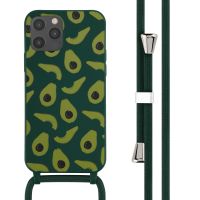 iMoshion Coque design en silicone avec cordon iPhone 12 (Pro) - Avocado Green