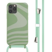 iMoshion Coque design en silicone avec cordon iPhone 12 (Pro) - Retro Green