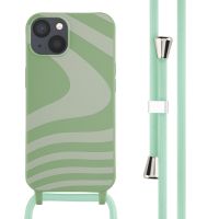 iMoshion Coque design en silicone avec cordon iPhone 13 - Retro Green