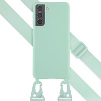 Selencia Coque silicone avec cordon amovible Samsung Galaxy S21 - Turquoise