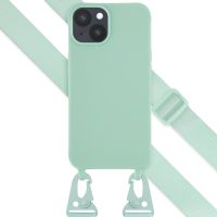 Selencia Coque silicone avec cordon amovible iPhone 14 - Turquoise