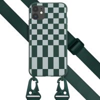 Selencia ﻿Coque design en silicone avec cordon amovible iPhone 11 - Irregular Check Green