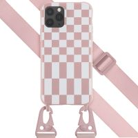 Selencia ﻿Coque design en silicone avec cordon amovible iPhone 11 Pro - Irregular Check Sand Pink