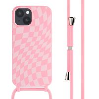 iMoshion Coque design en silicone avec cordon iPhone 15 - Retro Pink