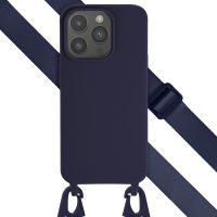 Selencia Coque silicone avec cordon amovible iPhone 15 Pro - Bleu foncé