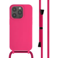 iMoshion ﻿Coque en silicone avec cordon iPhone 14 Pro - Rose Fluo