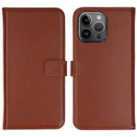 Selencia Étui de téléphone portefeuille en cuir véritable iPhone 15 Pro Max - Brun clair