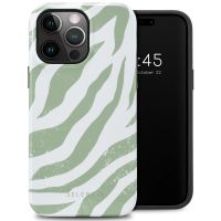 Selencia Coque arrière Vivid iPhone 14 Pro Max - Colorful Zebra Sage Green