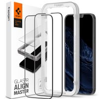 Spigen Protection d'écran en verre trempé AlignMaster Cover 2 Pack iPhone 12 Pro Max - Noir