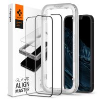 Spigen Protection d'écran en verre trempé AlignMaster Cover 2 Pack iPhone 13 / 13 Pro - Noir