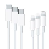 Apple 3 x Câble Lightning Original vers câble USB-C iPhone 12 - 1 mètre - Blanc