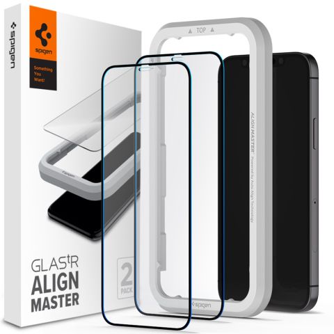 Spigen Protection d'écran en verre trempé AlignMaster Cover 2 Pack iPhone 12 Mini