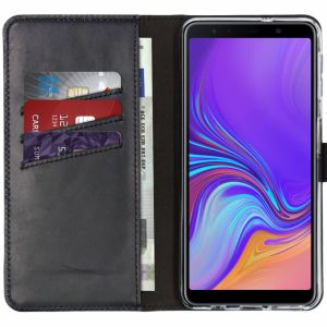 Selencia Étui de téléphone portefeuille en cuir véritable Samsung Galaxy A7 (2018) - Bleu foncé