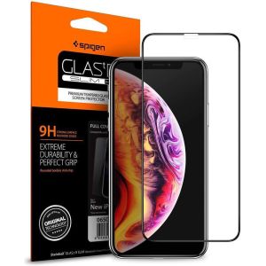 Spigen Protection d'écran en verre trempé GLAStR iPhone Xs / X - Noir