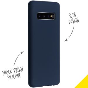 Accezz Coque Liquid Silicone Samsung Galaxy S10 - Bleu
