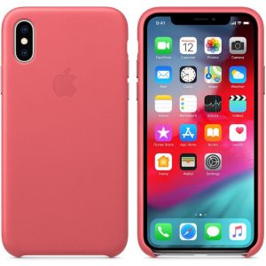 Apple Coque Leather iPhone Xs - Peony Pink