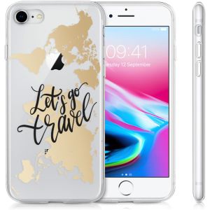 iMoshion Coque Design iPhone SE (2022 / 2020) / 8 / 7 / 6s- Let's Go Travel / Noir