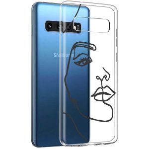 iMoshion Coque Design Samsung Galaxy S10 - Visage abstrait - Noir