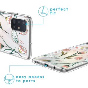 iMoshion Coque Design Samsung Galaxy A51 - Fleur - Rose / Vert