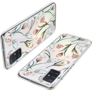 iMoshion Coque Design Samsung Galaxy A51 - Fleur - Rose / Vert