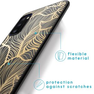 iMoshion Coque Design Samsung Galaxy A41 - Feuilles / Noir