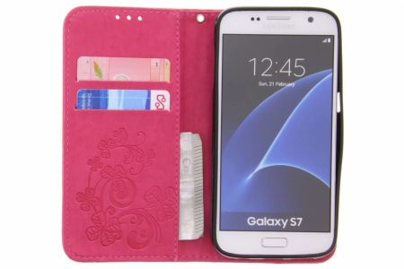 Etui de téléphone Fleurs de Trèfle Samsung Galaxy S7 - Rose