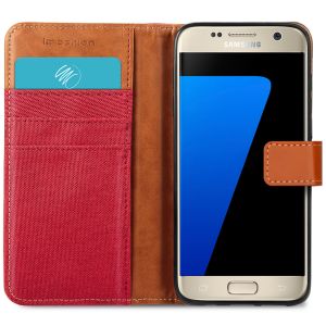 iMoshion Étui de téléphone portefeuille Canvas Luxe Galaxy S7 -Rouge