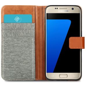 iMoshion Étui de téléphone portefeuille Canvas Luxe Galaxy S7 - Gris