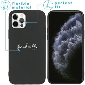 iMoshion Coque Design iPhone 12 (Pro) - Fuck Off - Noir