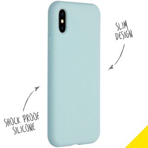 Accezz Coque Liquid Silicone iPhone Xs / X - Bleu clair