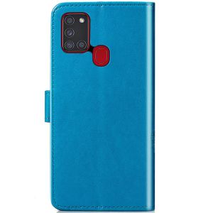 Etui de téléphone Fleurs de Trèfle Galaxy A21s - Turquoise
