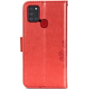 Etui de téléphone Fleurs de Trèfle Galaxy A21s - Rouge