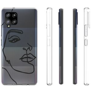 iMoshion Coque Design Samsung Galaxy A42 - Visage abstrait - Noir