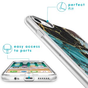 iMoshion Coque Design iPhone SE (2022 / 2020) / 8 / 7 / 6(s) - Marbre - Bleu