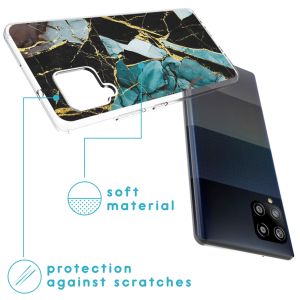 iMoshion Coque Design Samsung Galaxy A42 - Marbre - Bleu