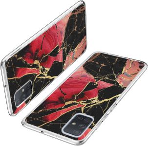 iMoshion Coque Design Samsung Galaxy A71 - Marbre - Rouge