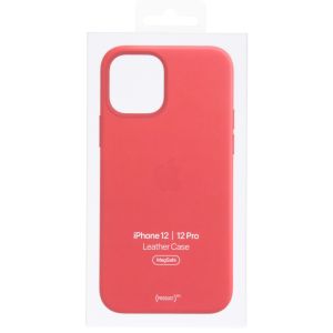 Apple Coque Leather MagSafe iPhone 12 (Pro) - Red