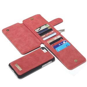 CaseMe Étui luxe 2-en-1 à rabat iPhone SE (2022 / 2020) / 8 / 7 - Rouge