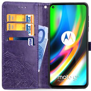 Etui de téléphone portefeuille Mandala Motorola Moto G9 Plus