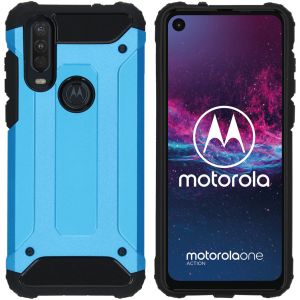 iMoshion Coque Rugged Xtreme Motorola One Action - Bleu clair