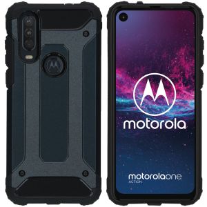 iMoshion Coque Rugged Xtreme Motorola One Action - Bleu foncé